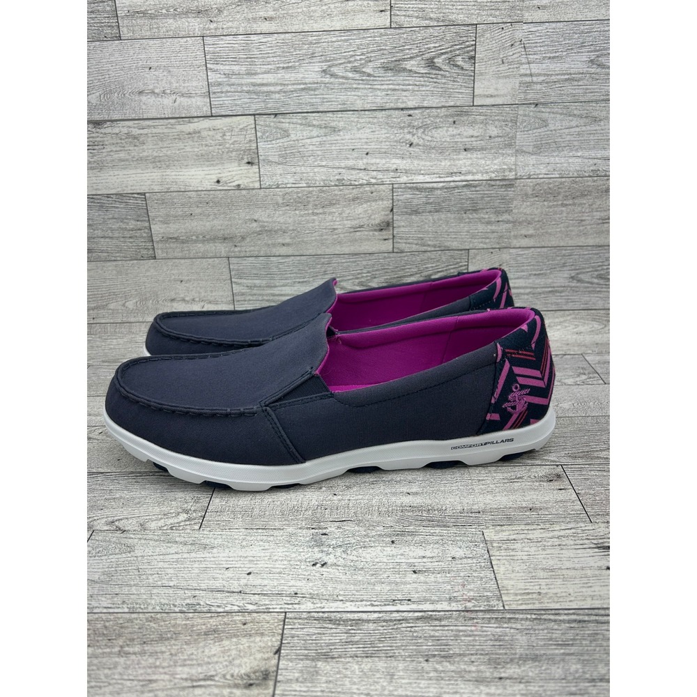 Skechers Go Walk Slip On Shoes Navy Pink Women Sz 9.5 Comfort Lightweight Casual - Picture 4 of 12